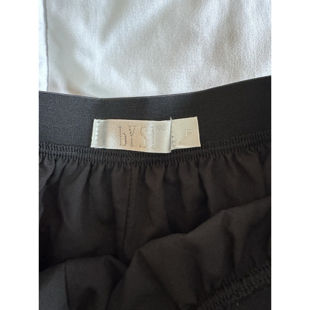 BYSI Women's Skirt Pencil Ruffle Black Size 6 Elastic Waist, Lined With Shorts - Picture 4 of 7